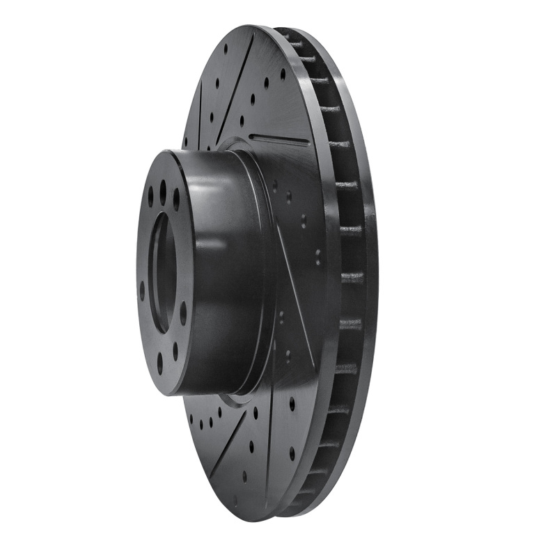 BMW 740I Brake Rotor (1) - Front Left - R1 Concepts - Drilled & Slotted - Black - `91-`01